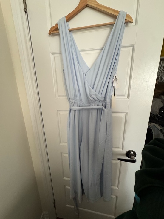 Babaton Dresses & Skirts - Babaton Pale Blue Midi Wrap Jumpsuit